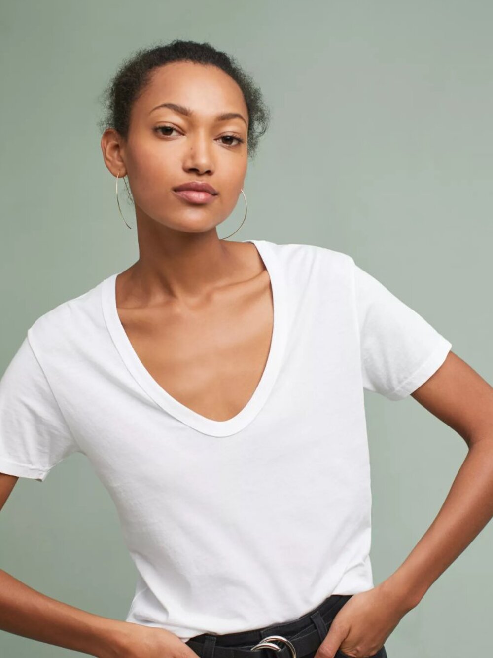 AG Adriano Goldschmied Henson Tee White V-Neck Made in USA Size L ($88 Retail)